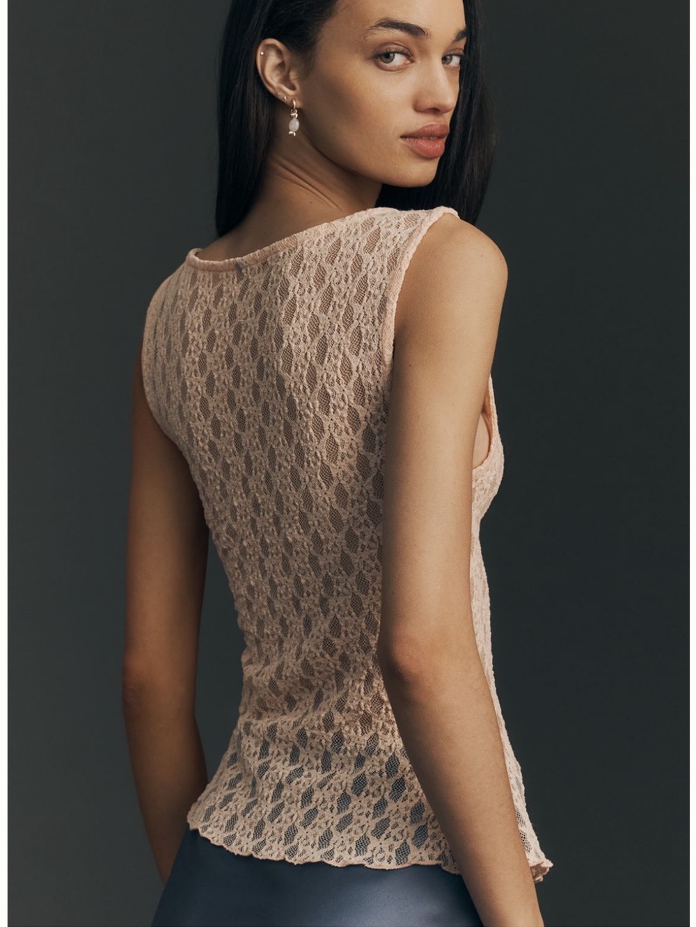 Anthropologie Lace Shell Tank - Peach Parfait